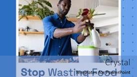  Presentation with african american - Slide deck with composition-of-stop-wasting-food background and a teal colored foreground