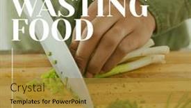  Presentation with awareness - PPT layouts with composition-of-stop-wasting-food background and a gold colored foreground