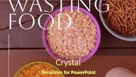  Presentation with awareness - PPT theme featuring composition-of-stop-wasting-food background and a tawny brown colored foreground