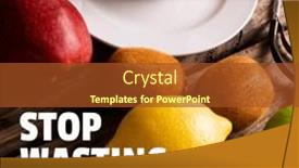  Presentation with awareness - Presentation design featuring composition-of-stop-wasting-food background and a tawny brown colored foreground