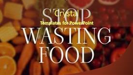 Presentation with awareness - PPT theme featuring composition-of-stop-wasting-food background and a tawny brown colored foreground