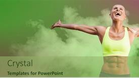  Presentation with female sport - Slides enhanced with composition-of-strong-smiling-caucasian background and a seafoam green colored foreground
