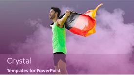  Presentation with active lifestyle - PPT theme enhanced with composition-of-strong-smiling-caucasian background and a  colored foreground