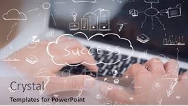  Presentation with global laptop - Cool new presentation with composition-of-success-world backdrop and a coral colored foreground