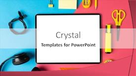  Presentation with technology learning - Theme consisting of composition-of-tablet-with-copy background and a white colored foreground