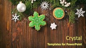  Presentation with cookies christmas - PPT layouts having composition of tasty gingerbread cookies and christmas decor on wooden background background and a tawny brown colored foreground