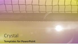  Presentation with court - PPT theme consisting of composition-of-tennis-net background and a coral colored foreground