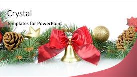  Presentation with decoration - Amazing PPT layouts having composition of the christmas decorations backdrop and a white colored foreground