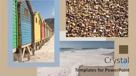  Presentation with summer holiday - PPT layouts with composition-of-three-seaside background and a mint green colored foreground