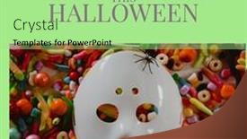  Presentation with halloween candy - Presentation theme featuring composition-of-trick-or-treat background and a mint green colored foreground