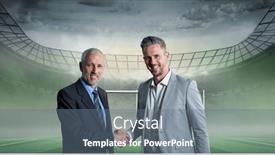  Presentation with business competition - Slides enhanced with composition-of-two-businessmen-shaking background and a ocean colored foreground