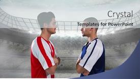  Presentation with football competition - Presentation theme having composition-of-two-male-football background and a sky blue colored foreground