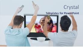  Presentation with football competition - Presentation design featuring composition-of-two-male-sports background and a sky blue colored foreground