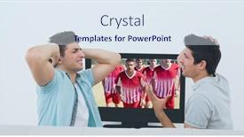  Presentation with football competition - Slide set having composition-of-two-male-sports background and a sky blue colored foreground