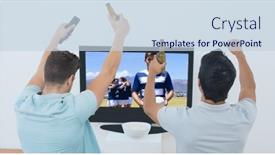  Presentation with sport - Presentation theme featuring composition-of-two-male-sports background and a sky blue colored foreground