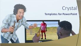  Presentation with football competition - Slide set having composition-of-two-male-sports background and a sky blue colored foreground