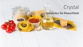  Presentation with italian compass - Colorful slides enhanced with composition of uncooked italian pasta backdrop and a light gray colored foreground
