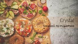  Presentation with cucumbers - Beautiful PPT theme featuring composition-of-various-homemade-bagels backdrop and a coral colored foreground