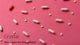  Presentation with red medical - Slide set with composition-of-various-pills-arranged background and a coral colored foreground