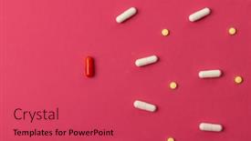  Presentation with red medical - PPT theme consisting of composition-of-various-pills background and a red colored foreground