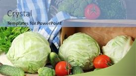  Presentation with vegetables - Beautiful presentation featuring composition-of-vegetables-on-table backdrop and a light blue colored foreground