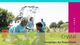  Presentation with african american grandmother - PPT theme having composition-of-volunteers-week-text background and a yellow colored foreground