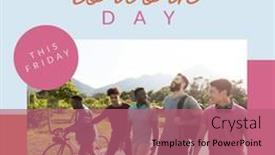  Presentation with active lifestyle - Slide set with composition-of-walk-to-work background and a  colored foreground