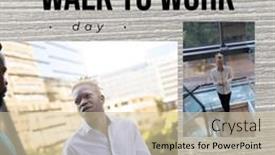  Presentation with work celebration - Presentation theme having composition-of-walk-to-work background and a soft green colored foreground