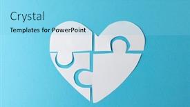  Presentation with heart puzzle - PPT theme consisting of composition-of-white-heart-made background and a light blue colored foreground