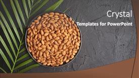  Presentation with healthy snack - Colorful theme enhanced with composition-of-whole-almond-nuts backdrop and a dark gray colored foreground
