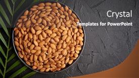  Presentation with healthy snack - PPT theme having composition-of-whole-almond-nuts background and a dark gray colored foreground