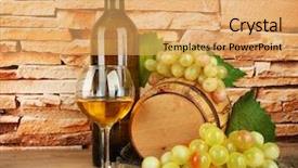  Presentation with wine barrel - Cool new slide deck with composition of wine and grapes backdrop and a yellow colored foreground