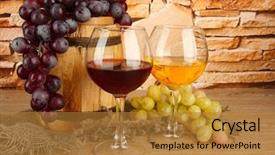  Presentation with wine barrel - Amazing presentation theme having composition of wine and grapes backdrop and a gold colored foreground
