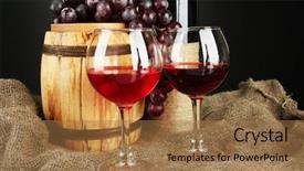  Presentation with wine barrel - Cool new theme with composition of wine and grapes backdrop and a coral colored foreground