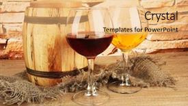  Presentation with wine barrel - Cool new presentation theme with composition of wine and wooden backdrop and a  colored foreground