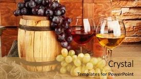  Presentation with wine barrel - Beautiful theme featuring composition of wine box backdrop and a yellow colored foreground