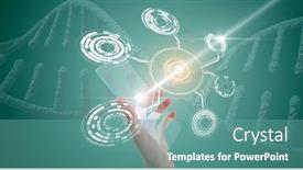  Presentation with data medical - PPT theme featuring composition-of-woman-holding-interactive background and a teal colored foreground