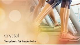  Presentation with running treadmill - PPT layouts with composition-of-woman-running background and a blonde colored foreground