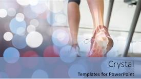  Presentation with running treadmill - PPT theme having composition-of-woman-running background and a light blue colored foreground