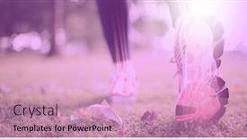  Presentation with active lifestyle - Audience pleasing PPT theme consisting of composition-of-woman-s-legs backdrop and a coral colored foreground