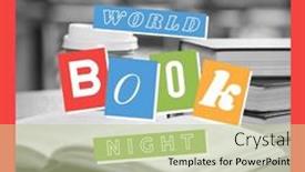  Presentation with world - Presentation theme having composition-of-world-book-night background and a mint green colored foreground