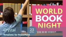  Presentation with celebration - Slide set having composition-of-world-book-night background and a ocean colored foreground