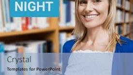  Presentation with woman world - Presentation theme featuring composition-of-world-book-night background and a light blue colored foreground