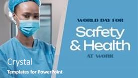  Presentation with work safety - Slide deck featuring composition-of-world-day background and a teal colored foreground