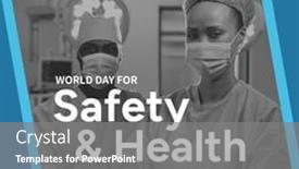  Presentation with work safety - Presentation theme having composition-of-world-day background and a gray colored foreground