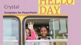  Presentation with school bus - Presentation with composition-of-world-hello-day background and a  colored foreground