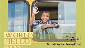  Presentation with school bus - Slide set enhanced with composition-of-world-hello-day background and a  colored foreground