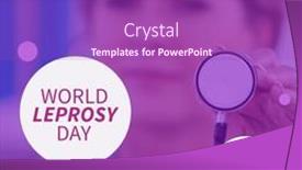  Presentation with female doctor - PPT layouts consisting of composition-of-world-leprosy-day background and a violet colored foreground