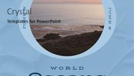  Presentation with sea shore - Presentation theme with composition-of-world-oceans-day background and a light blue colored foreground