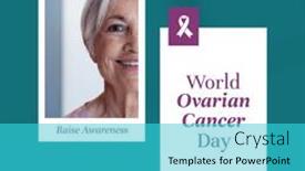  Presentation with world cancer day - Slides with composition-of-world-ovarian-cancer background and a cyan colored foreground